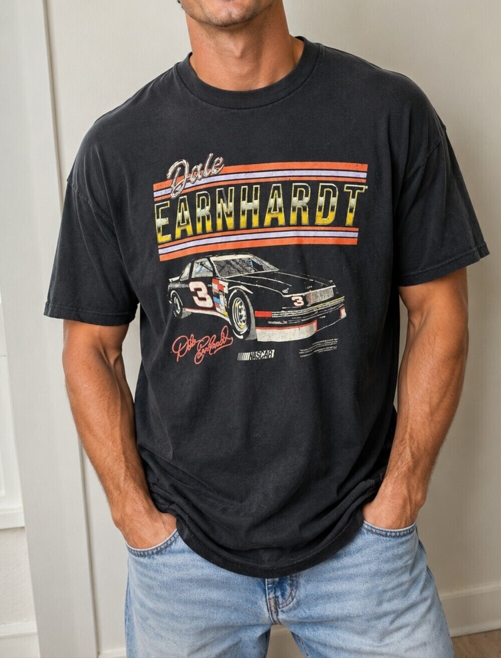 NASCAR Dale Earnhardt #3 Graphic T-Shirt Black Short Sleeve Men's 3XL